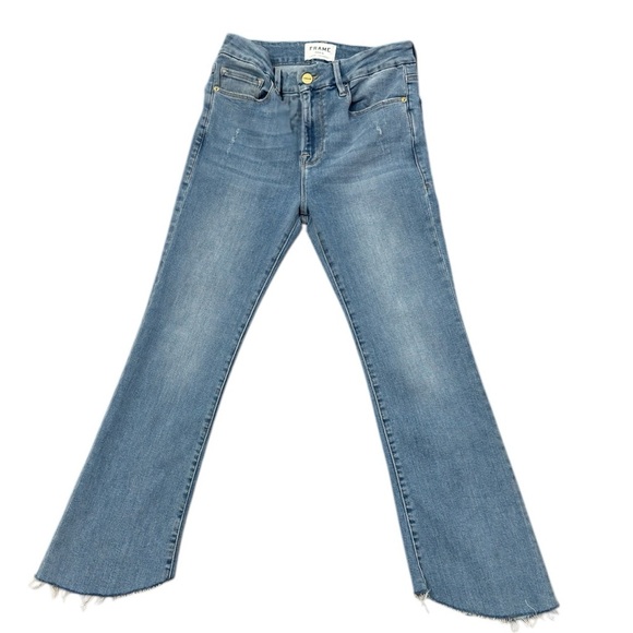 FRAME DENIM Le Crop Mini Boot Kick-Flare Mid Rise Triangle Gusset Jeans Size 26 - Picture 11 of 16